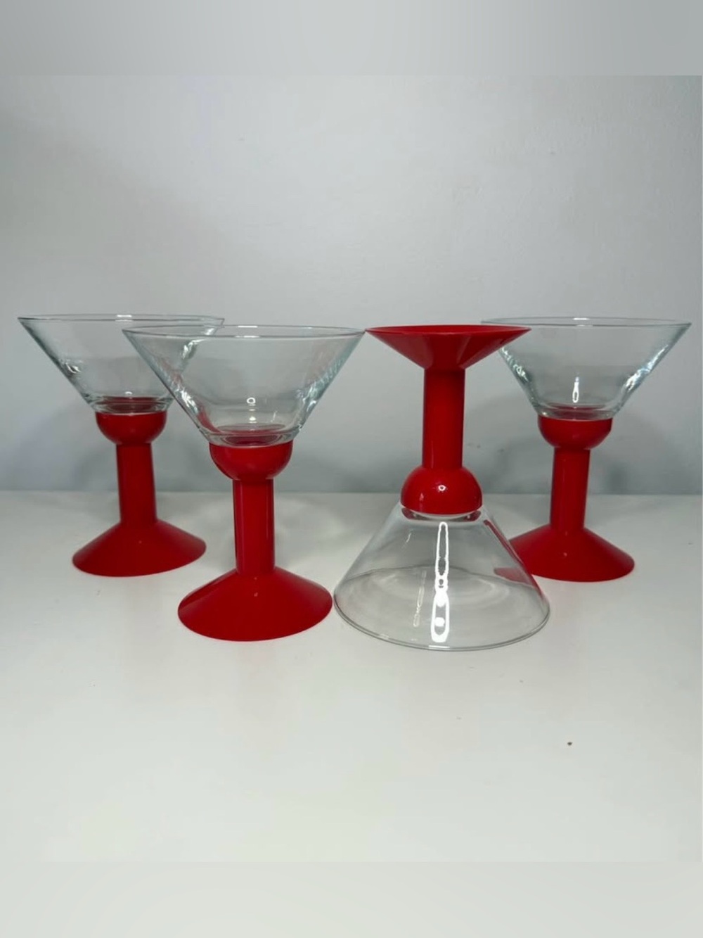 1980s Bodum Oktett Martini Glasses Set of 4 Red
